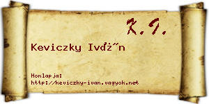 Keviczky Iván névjegykártya